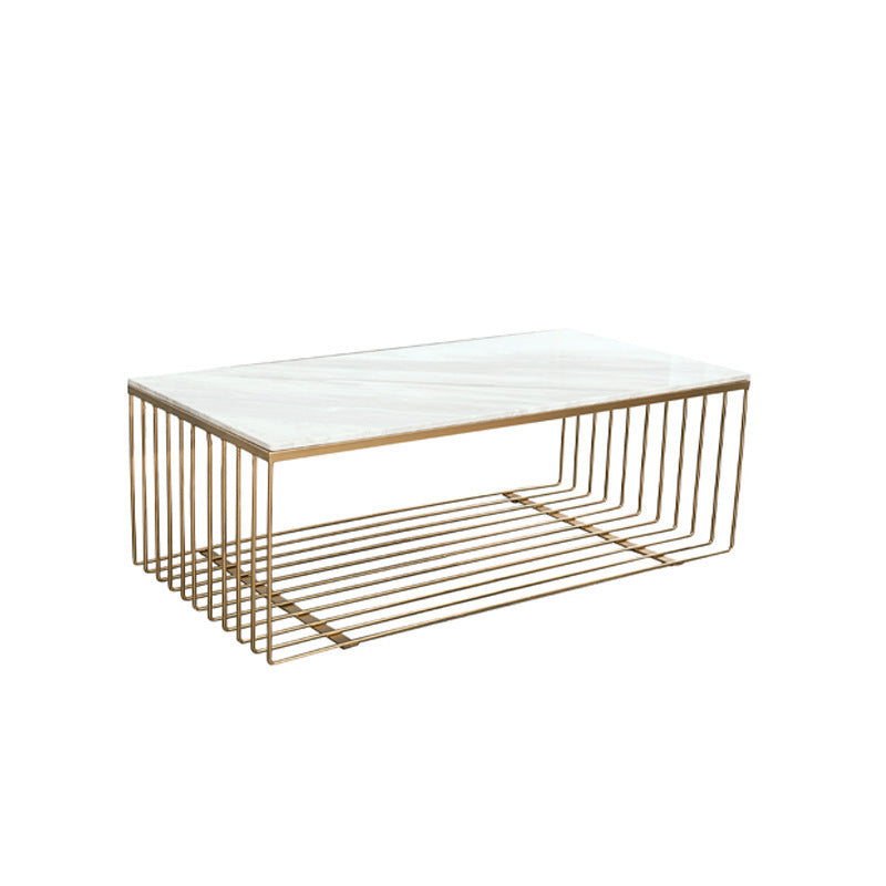 Frame Base Coffee Table Rectangular Gold Metal Cocktail Table Clearhalo 'Coffee & Accent Tables' 'Coffee Tables' 'coffee_tables' 'furn' 'furn_coffee_tables' 'Furniture' 'Living Room Furniture' 6269393