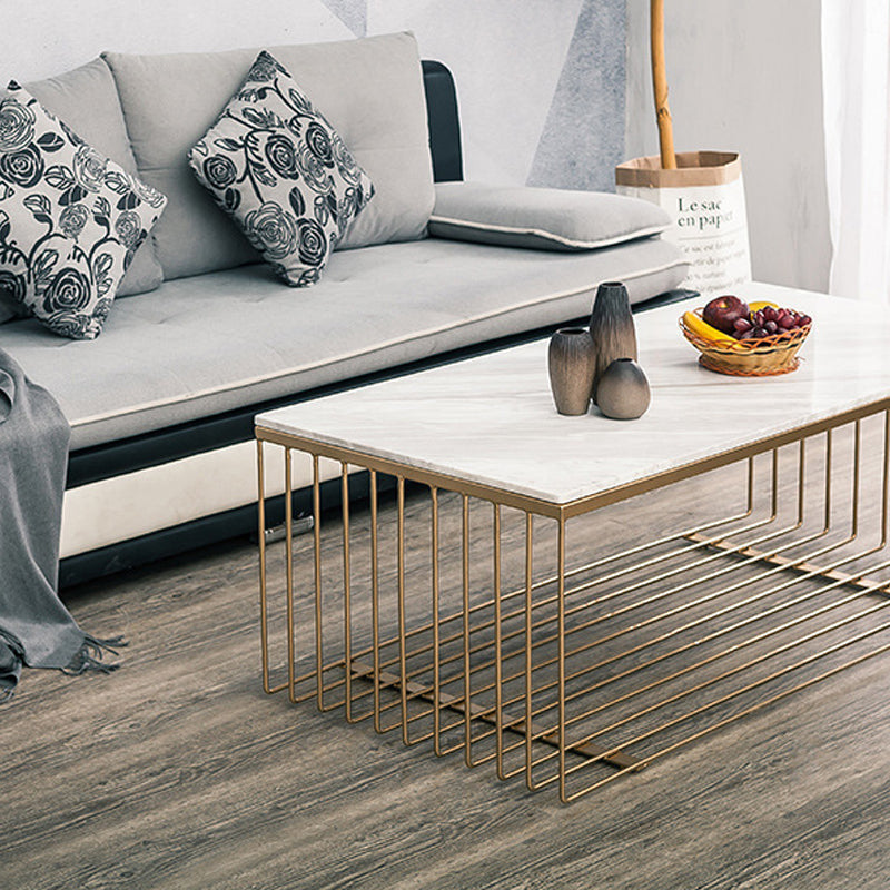 Frame Base Coffee Table Rectangular Gold Metal Cocktail Table Clearhalo 'Coffee & Accent Tables' 'Coffee Tables' 'coffee_tables' 'furn' 'furn_coffee_tables' 'Furniture' 'Living Room Furniture' 6269395
