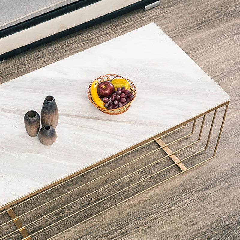 Frame Base Coffee Table Rectangular Gold Metal Cocktail Table Clearhalo 'Coffee & Accent Tables' 'Coffee Tables' 'coffee_tables' 'furn' 'furn_coffee_tables' 'Furniture' 'Living Room Furniture' 6269397