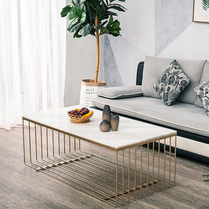 Frame Base Coffee Table Rectangular Gold Metal Cocktail Table Clearhalo 'Coffee & Accent Tables' 'Coffee Tables' 'coffee_tables' 'furn' 'furn_coffee_tables' 'Furniture' 'Living Room Furniture' 6269398
