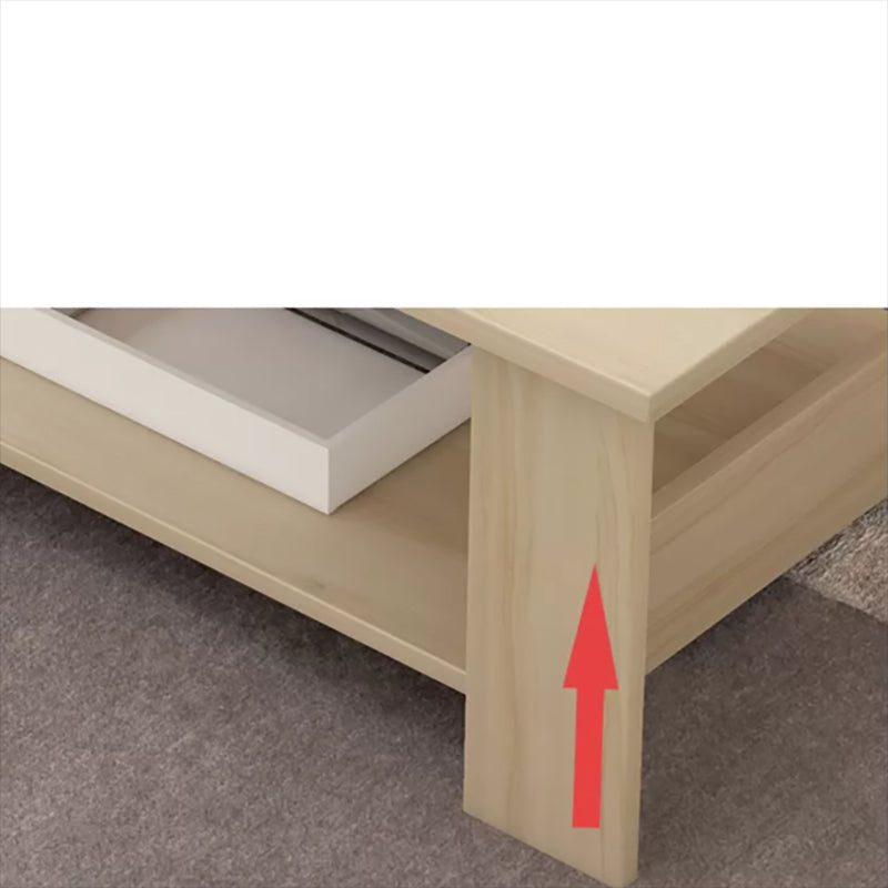 Contemporary 4 Legs Wood with Storage Shelf Rectangular Single Coffee Table