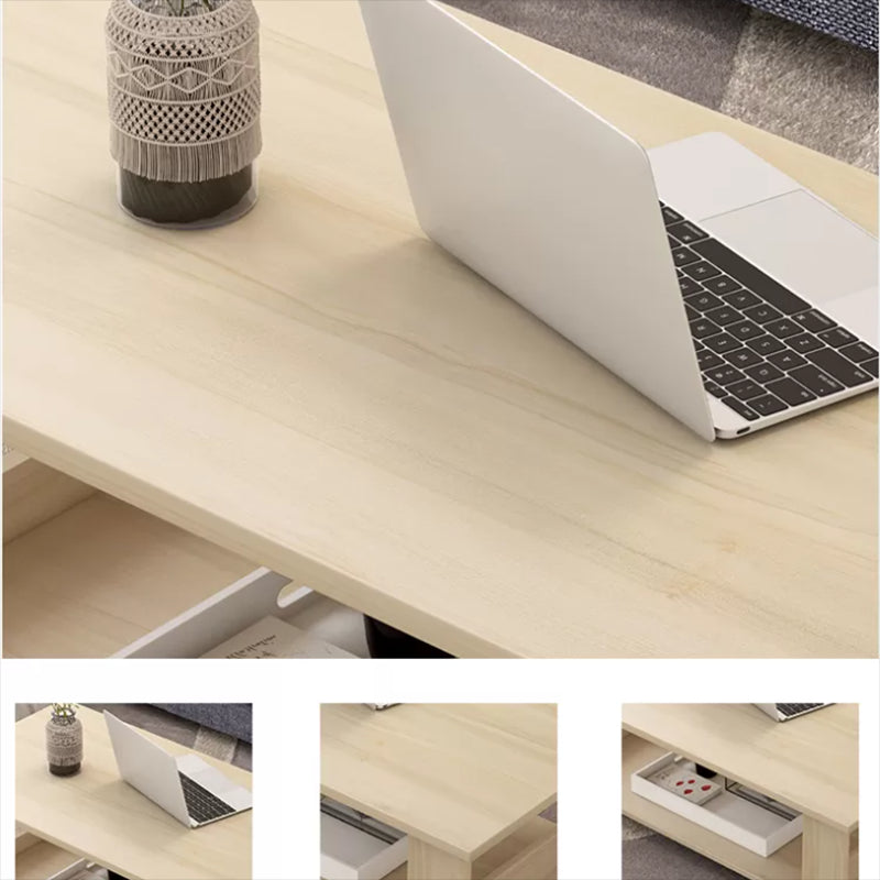 Contemporary 4 Legs Wood with Storage Shelf Rectangular Single Coffee Table