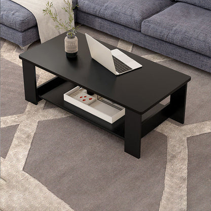 Contemporary 4 Legs Wood with Storage Shelf Rectangular Single Coffee Table