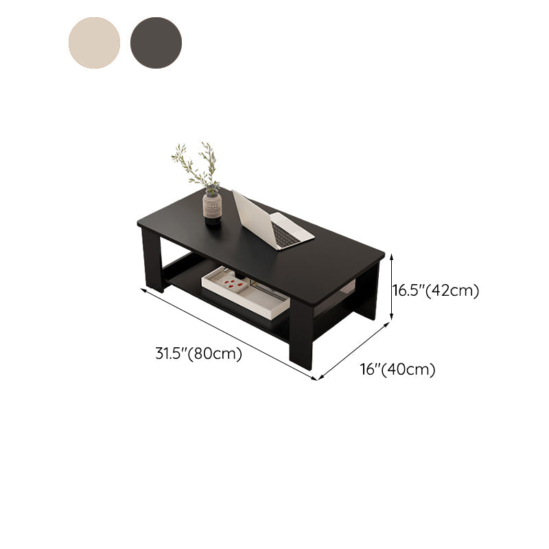 Contemporary 4 Legs Wood with Storage Shelf Rectangular Single Coffee Table