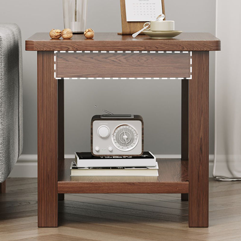 Mesa de esquina moderna de 4 patas Mesa al final del sofá de madera maciza con almacenamiento