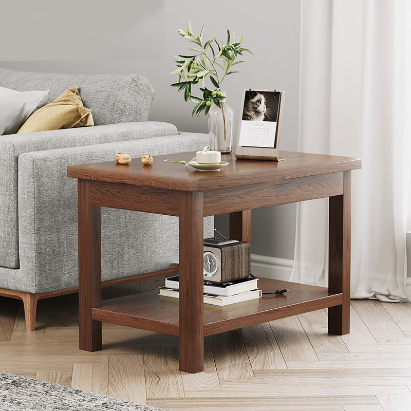 Mesa de esquina moderna de 4 patas Mesa al final del sofá de madera maciza con almacenamiento