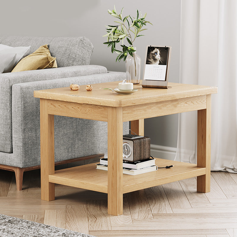 Mesa de esquina moderna de 4 patas Mesa al final del sofá de madera maciza con almacenamiento