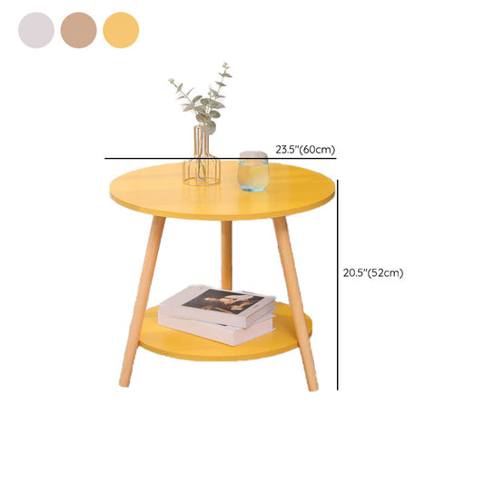 Modern 3 Leg Corner Table Round Solid Wood Side End Table for Living Room