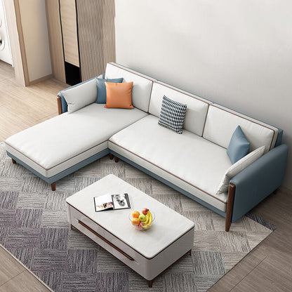 Moderno 35,43 "h di divano e chaise del braccio quadrato in leatine in finta fusione solida