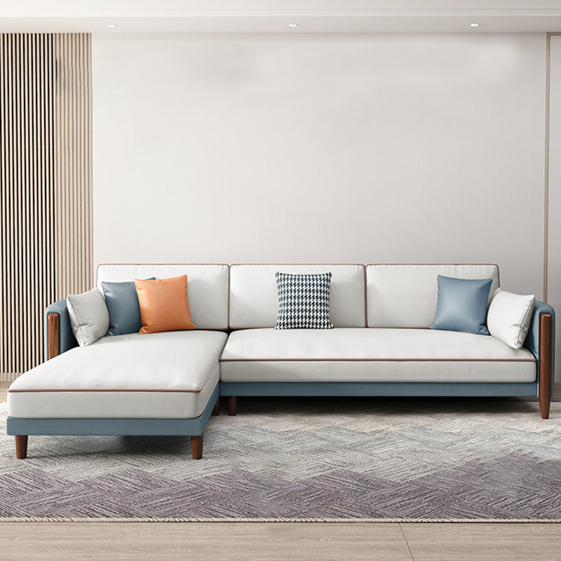 Moderno 35,43 "h di divano e chaise del braccio quadrato in leatine in finta fusione solida