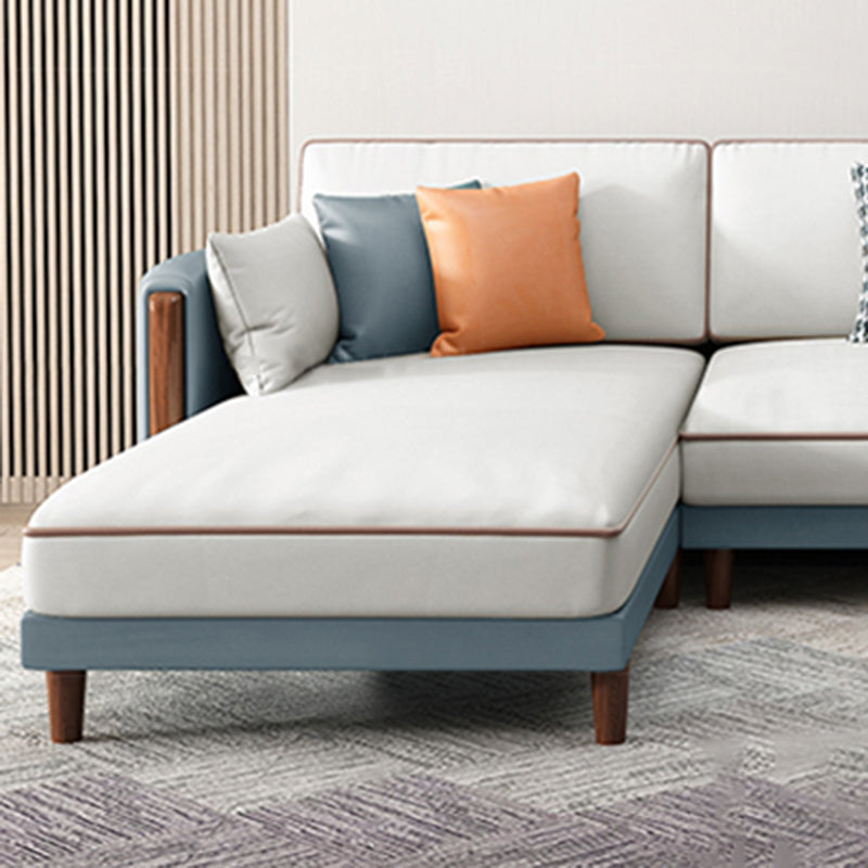 Moderno 35,43 "h di divano e chaise del braccio quadrato in leatine in finta fusione solida