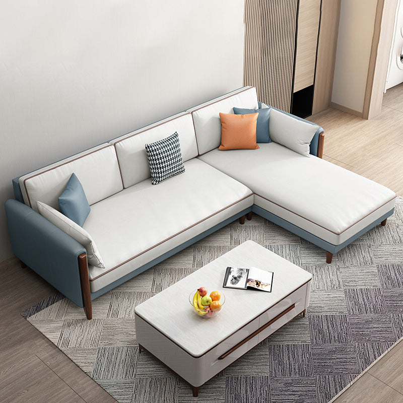 Moderno 35,43 "h di divano e chaise del braccio quadrato in leatine in finta fusione solida