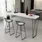 Dining Table Modern White Sintered Stone Top Bar Table with Storage Shelves 47.2"L x 15.7"W x 41.3"H Black Without Chairs Clearhalo 'Bar Furniture' 'Bar Tables' 'bar_tables' 'furn' 'furn_bar_tables' 'Furniture' 'Kitchen & Dining Furniture' 6269691