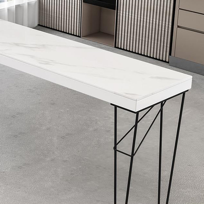 Dining Table Modern White Sintered Stone Top Bar Table with Storage Shelves Clearhalo 'Bar Furniture' 'Bar Tables' 'bar_tables' 'furn' 'furn_bar_tables' 'Furniture' 'Kitchen & Dining Furniture' 6269694