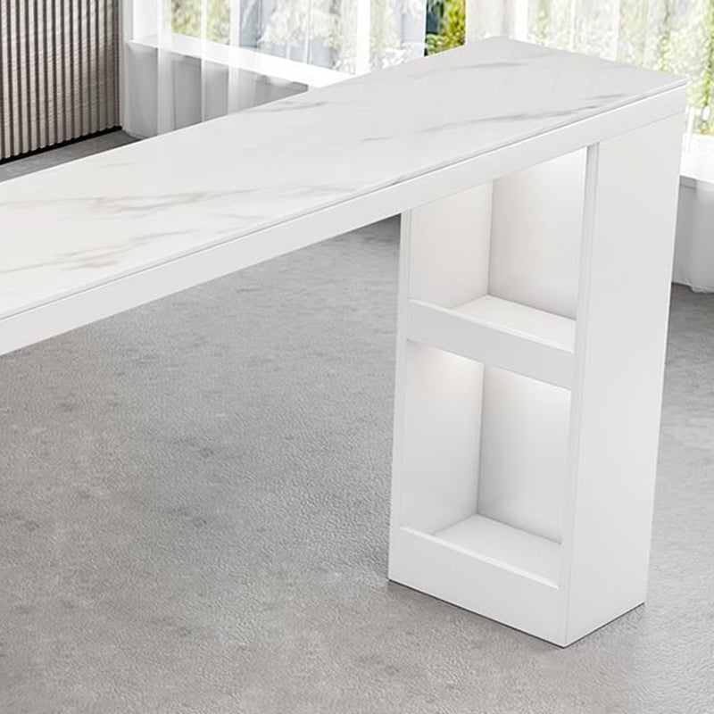 Dining Table Modern White Sintered Stone Top Bar Table with Storage Shelves Clearhalo 'Bar Furniture' 'Bar Tables' 'bar_tables' 'furn' 'furn_bar_tables' 'Furniture' 'Kitchen & Dining Furniture' 6269695