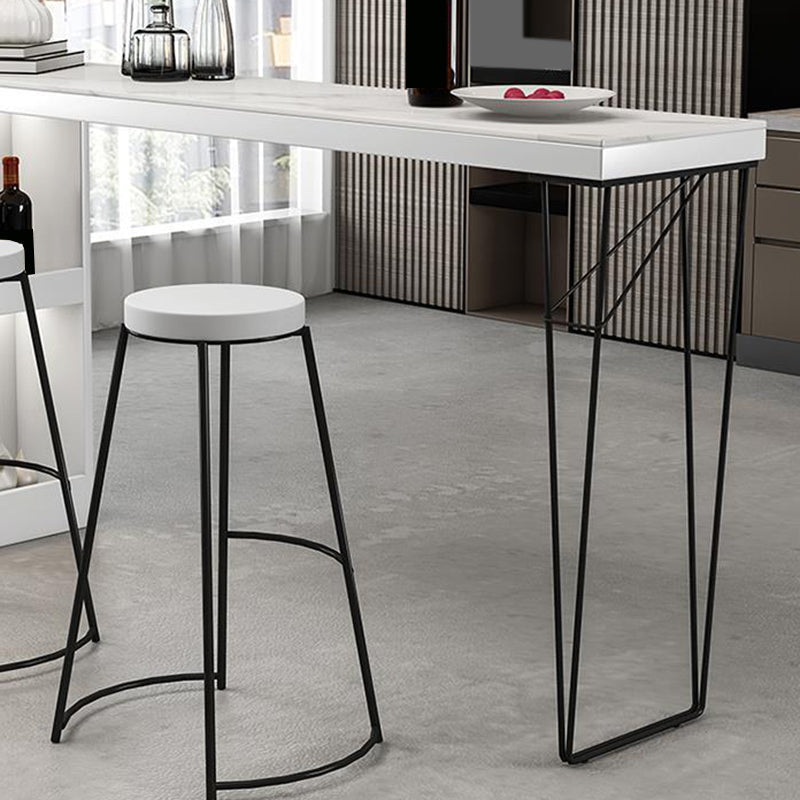 Dining Table Modern White Sintered Stone Top Bar Table with Storage Shelves Clearhalo 'Bar Furniture' 'Bar Tables' 'bar_tables' 'furn' 'furn_bar_tables' 'Furniture' 'Kitchen & Dining Furniture' 6269696