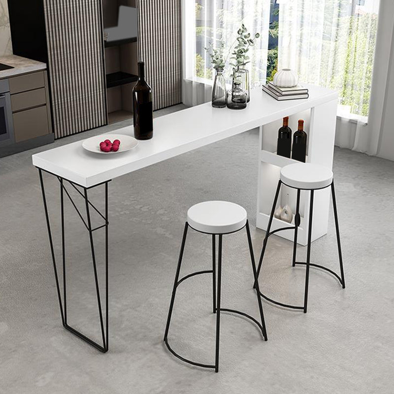 Dining Table Modern White Sintered Stone Top Bar Table with Storage Shelves Clearhalo 'Bar Furniture' 'Bar Tables' 'bar_tables' 'furn' 'furn_bar_tables' 'Furniture' 'Kitchen & Dining Furniture' 6269697