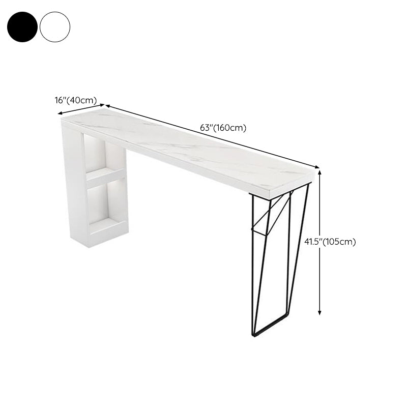 Dining Table Modern White Sintered Stone Top Bar Table with Storage Shelves Clearhalo 'Bar Furniture' 'Bar Tables' 'bar_tables' 'furn' 'furn_bar_tables' 'Furniture' 'Kitchen & Dining Furniture' 6269701