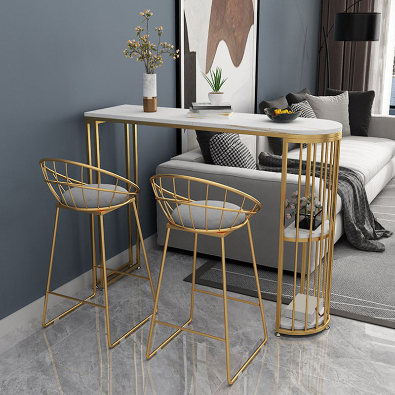 Sintered Stone Modern Bar Table Dining Table with Storage Shelves
