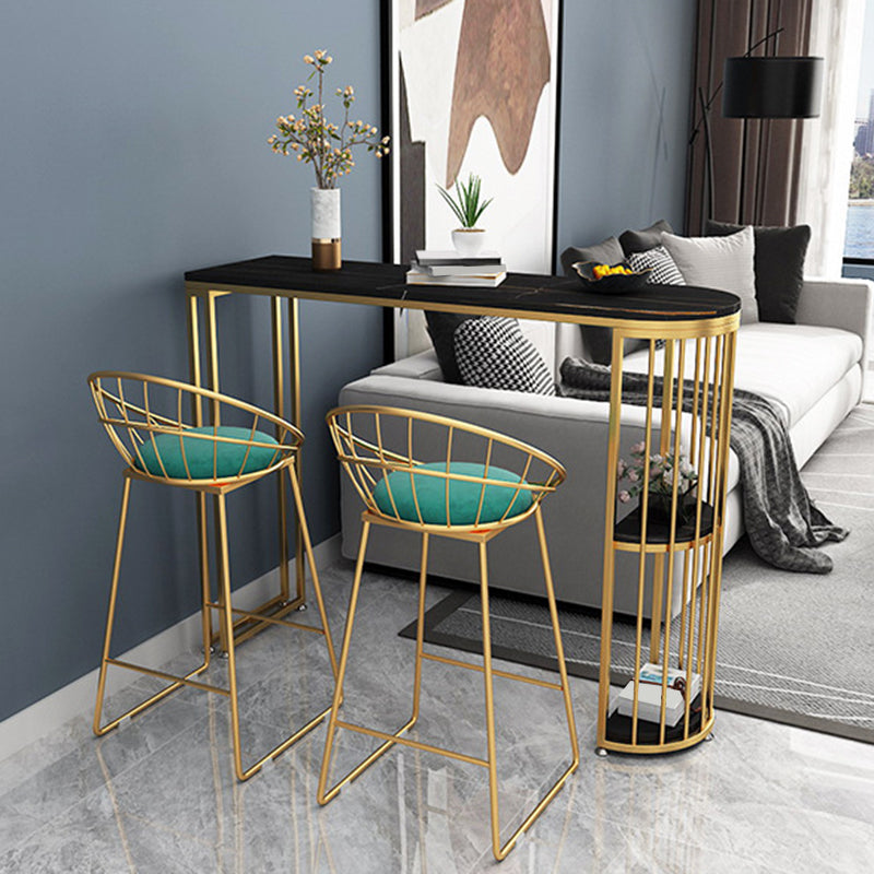 Sintered Stone Modern Bar Table Dining Table with Storage Shelves