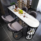 Modern White Sintered Stone Table Metal Base Table for Kitchen Living Room 63"L x 15.7"W x 41.3"H Black Without Chairs Clearhalo 'Bar Furniture' 'Bar Tables' 'bar_tables' 'furn' 'furn_bar_tables' 'Furniture' 'Kitchen & Dining Furniture' 6269744
