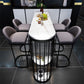 Modern White Sintered Stone Table Metal Base Table for Kitchen Living Room 55.1"L x 15.7"W x 41.3"H Black Without Chairs Clearhalo 'Bar Furniture' 'Bar Tables' 'bar_tables' 'furn' 'furn_bar_tables' 'Furniture' 'Kitchen & Dining Furniture' 6269745