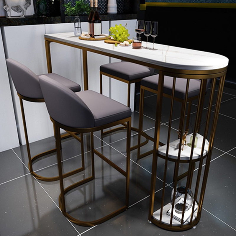 Modern White Sintered Stone Table Metal Base Table for Kitchen Living Room Gold Without Chairs Clearhalo 'Bar Furniture' 'Bar Tables' 'bar_tables' 'furn' 'furn_bar_tables' 'Furniture' 'Kitchen & Dining Furniture' 6269746