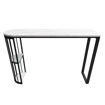 Modern White Sintered Stone Table Metal Base Table for Kitchen Living Room Black Without Chairs Clearhalo 'Bar Furniture' 'Bar Tables' 'bar_tables' 'furn' 'furn_bar_tables' 'Furniture' 'Kitchen & Dining Furniture' 6269747