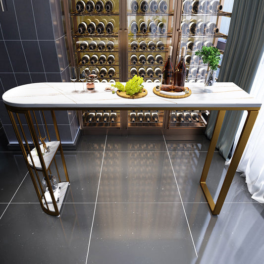 Modern White Sintered Stone Table Metal Base Table for Kitchen Living Room Clearhalo 'Bar Furniture' 'Bar Tables' 'bar_tables' 'furn' 'furn_bar_tables' 'Furniture' 'Kitchen & Dining Furniture' 6269755