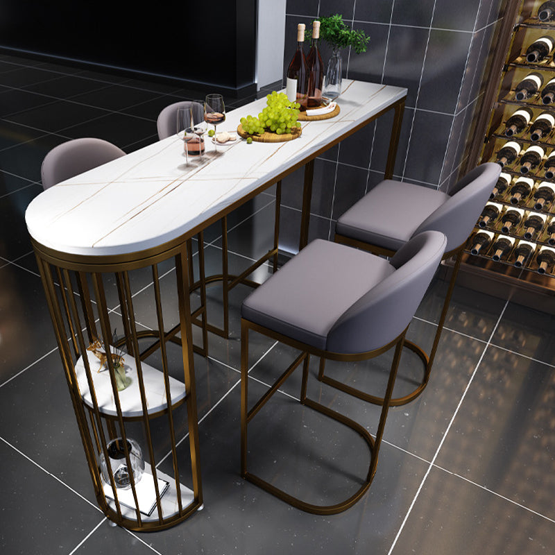 Modern White Sintered Stone Table Metal Base Table for Kitchen Living Room Clearhalo 'Bar Furniture' 'Bar Tables' 'bar_tables' 'furn' 'furn_bar_tables' 'Furniture' 'Kitchen & Dining Furniture' 6269757