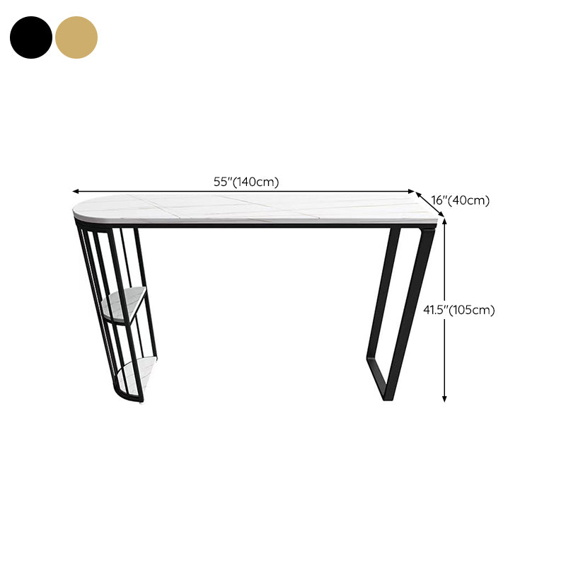 Modern White Sintered Stone Table Metal Base Table for Kitchen Living Room Clearhalo 'Bar Furniture' 'Bar Tables' 'bar_tables' 'furn' 'furn_bar_tables' 'Furniture' 'Kitchen & Dining Furniture' 6269760
