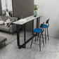 Sintered Stone Bar Table Black and Metal Base Bar Table for Kitchen Living Room 70.9"L x 15.7"W x 41.3"H White Without Chairs Clearhalo 'Bar Furniture' 'Bar Tables' 'bar_tables' 'furn' 'furn_bar_tables' 'Furniture' 'Kitchen & Dining Furniture' 6269798
