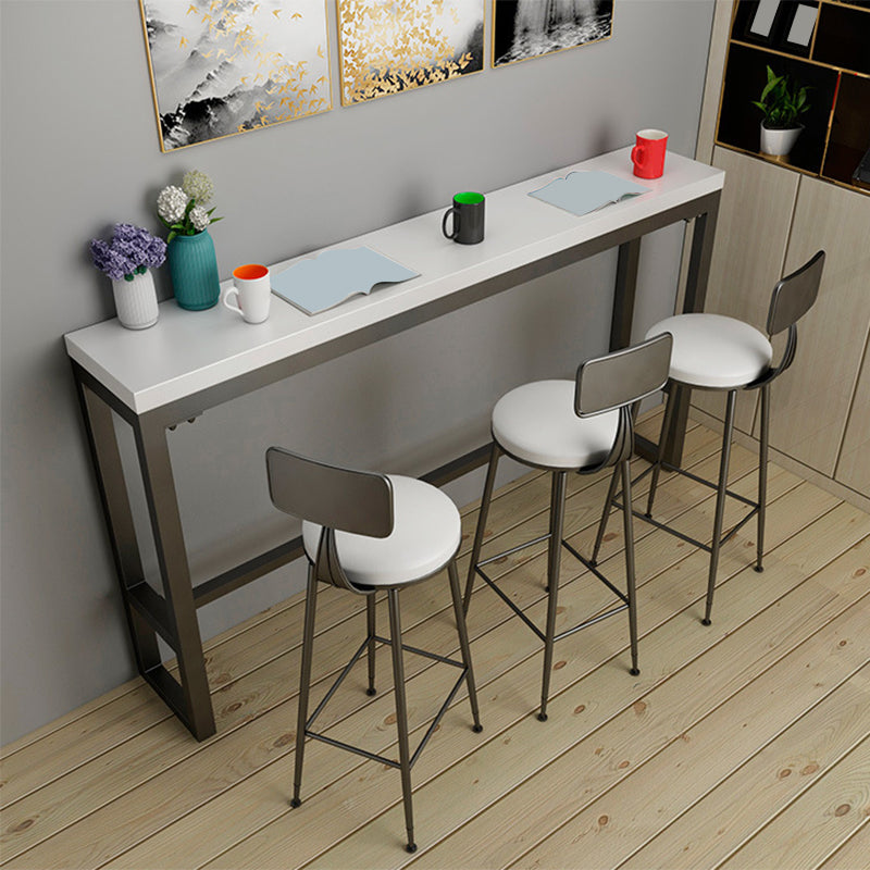 Rectangle Pub Table Glam Solid Wood Bar Table for Indoor and Breakroom White-Black Without Chairs Clearhalo 'Bar Furniture' 'Bar Tables' 'bar_tables' 'furn' 'furn_bar_tables' 'Furniture' 'Kitchen & Dining Furniture' 6269811
