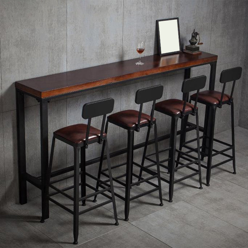 Industrial Bar Table Solid Wood Rectangle Pub Table for Outdoor Breakroom 78.7"L x 15.7"W x 41.3"H Without Chairs Clearhalo 'Bar Furniture' 'Bar Tables' 'bar_tables' 'furn' 'furn_bar_tables' 'Furniture' 'Kitchen & Dining Furniture' 6269889