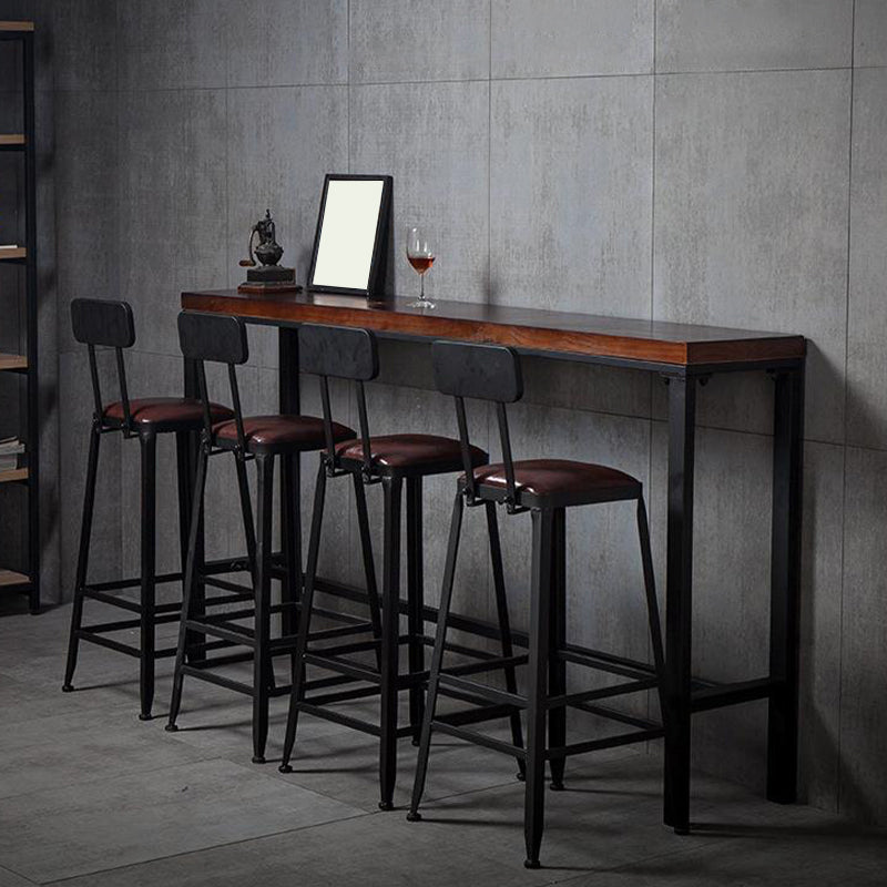 Industrial Bar Table Solid Wood Rectangle Pub Table for Outdoor Breakroom 70.9"L x 15.7"W x 41.3"H Without Chairs Clearhalo 'Bar Furniture' 'Bar Tables' 'bar_tables' 'furn' 'furn_bar_tables' 'Furniture' 'Kitchen & Dining Furniture' 6269891
