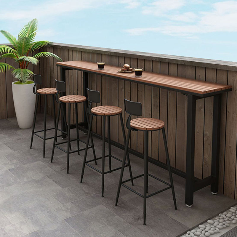 Industrial Metal Base Bar Table Pub Height Dining Table for Outdoor 94.5"L x 15.7"W x 41.3"H Without Chairs Clearhalo 'Bar Furniture' 'Bar Tables' 'bar_tables' 'furn' 'furn_bar_tables' 'Furniture' 'Kitchen & Dining Furniture' 6269909