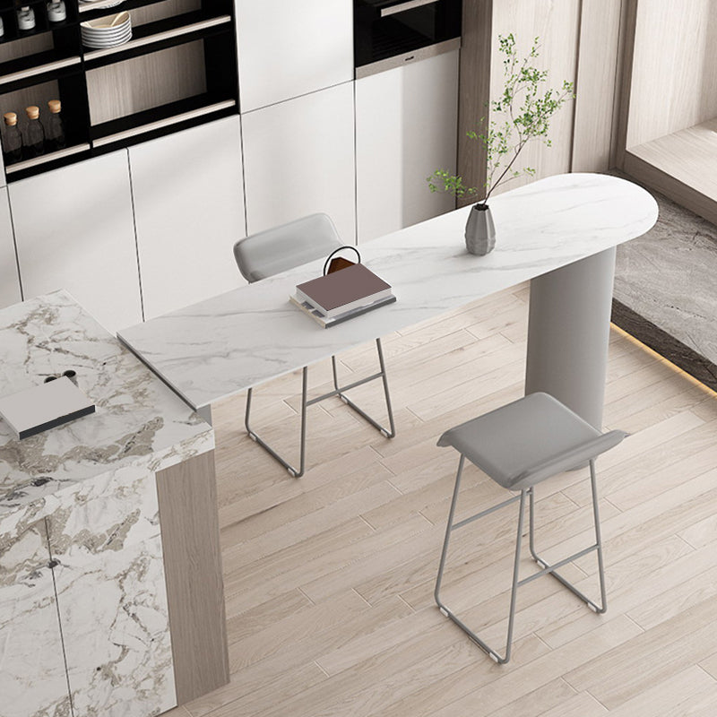Glam Pub Height Dining Table Stone Top Pub Table for Patio Use Gray White Clearhalo 'Bar Furniture' 'Bar Tables' 'bar_tables' 'furn' 'furn_bar_tables' 'Furniture' 'Kitchen & Dining Furniture' 6269958
