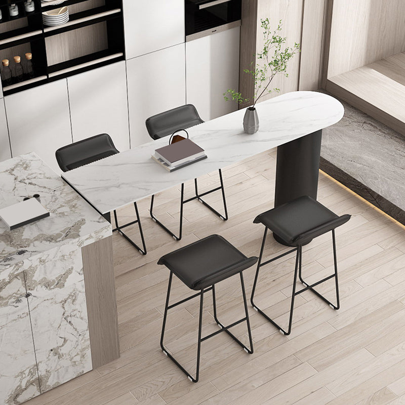Glam Pub Height Dining Table Stone Top Pub Table for Patio Use Black White Clearhalo 'Bar Furniture' 'Bar Tables' 'bar_tables' 'furn' 'furn_bar_tables' 'Furniture' 'Kitchen & Dining Furniture' 6269959
