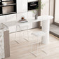 Glam Pub Height Dining Table Stone Top Pub Table for Patio Use 70.9"L x 19.7"W x 41.3"H White White Clearhalo 'Bar Furniture' 'Bar Tables' 'bar_tables' 'furn' 'furn_bar_tables' 'Furniture' 'Kitchen & Dining Furniture' 6269961