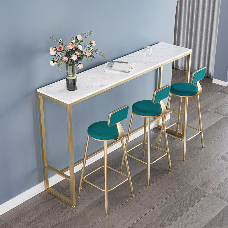 Modern Bar-height Table with Gold Base 41.3-inch Height Table Top Bar Table 63"L x 15.7"W x 41.3"H Wood Without Chairs Clearhalo 'Bar Furniture' 'Bar Tables' 'bar_tables' 'furn' 'furn_bar_tables' 'Furniture' 'Kitchen & Dining Furniture' 6270007