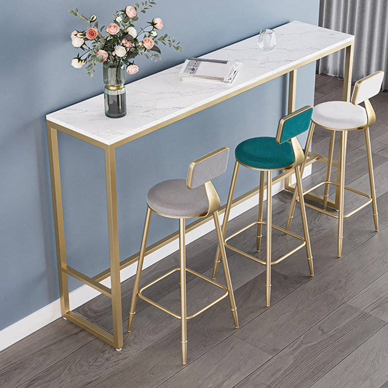 Modern Bar-height Table with Gold Base 41.3-inch Height Table Top Bar Table 55.1"L x 15.7"W x 41.3"H Wood Without Chairs Clearhalo 'Bar Furniture' 'Bar Tables' 'bar_tables' 'furn' 'furn_bar_tables' 'Furniture' 'Kitchen & Dining Furniture' 6270008