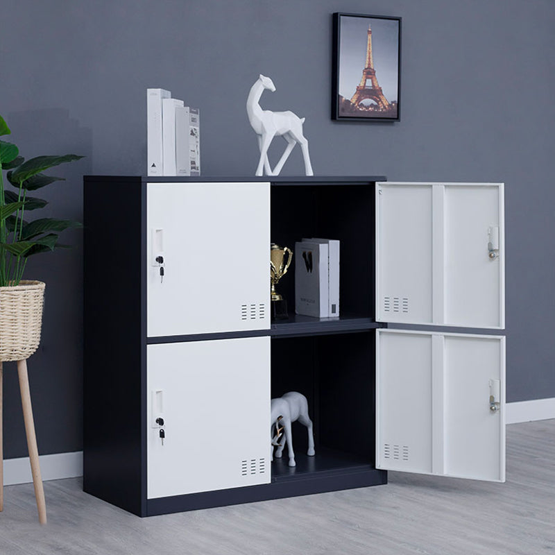 Metal Non-Hanging Cabinet Modern Storage Cabinet with Hinged Doors Black White 4 Clearhalo 'Armoires & Wardrobes' 'armoires_wardrobes' 'Bedroom Furniture' 'furn' 'furn_armoires_wardrobes' 'Furniture' 6270140