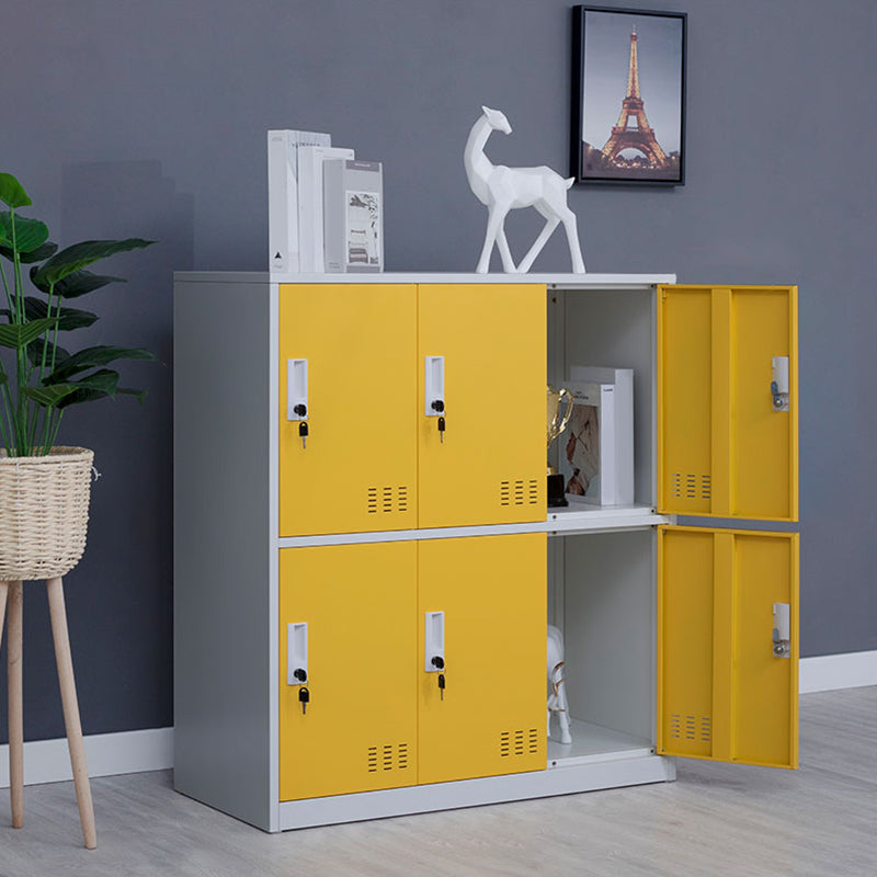 Metal Non-Hanging Cabinet Modern Storage Cabinet with Hinged Doors Yellow 6 Clearhalo 'Armoires & Wardrobes' 'armoires_wardrobes' 'Bedroom Furniture' 'furn' 'furn_armoires_wardrobes' 'Furniture' 6270144