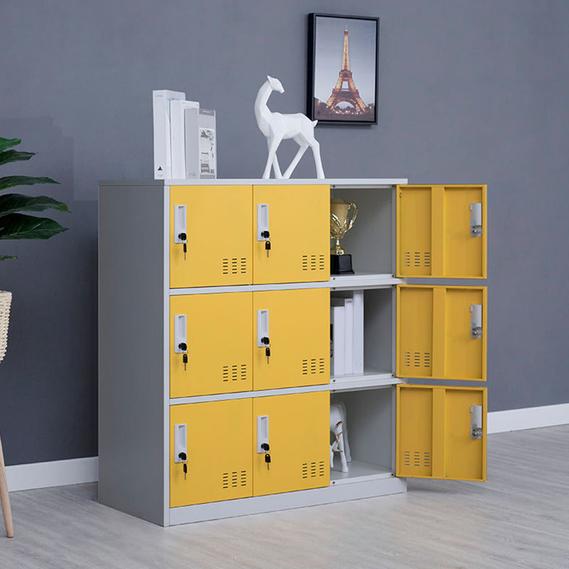 Metal Non-Hanging Cabinet Modern Storage Cabinet with Hinged Doors Yellow 9 Clearhalo 'Armoires & Wardrobes' 'armoires_wardrobes' 'Bedroom Furniture' 'furn' 'furn_armoires_wardrobes' 'Furniture' 6270153