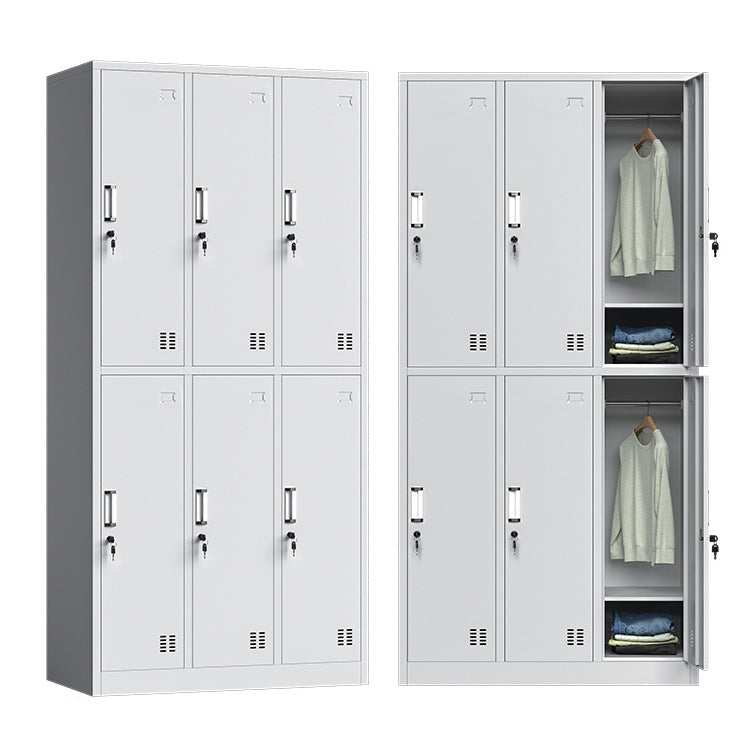 Contemporary Grey Storage Cabinet Metal Cabinet with Hinged Doors
