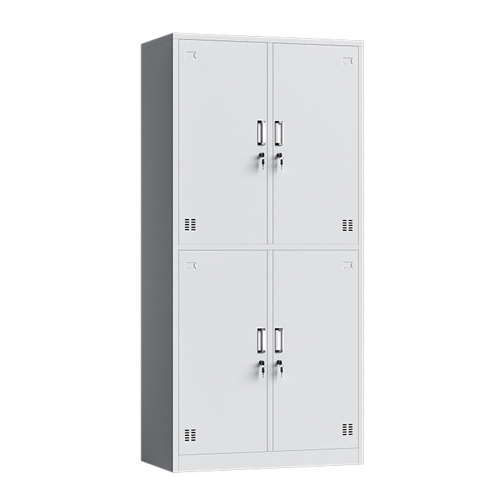Contemporary Grey Storage Cabinet Metal Cabinet with Hinged Doors