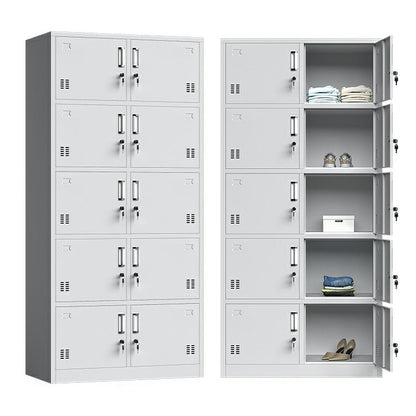 Contemporary Grey Storage Cabinet Metal Cabinet with Hinged Doors