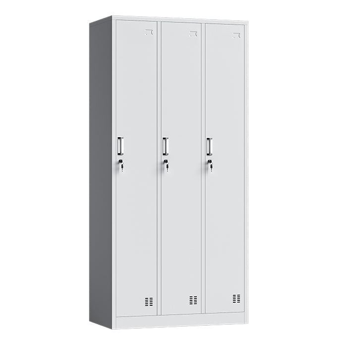Contemporary Grey Storage Cabinet Metal Cabinet with Hinged Doors