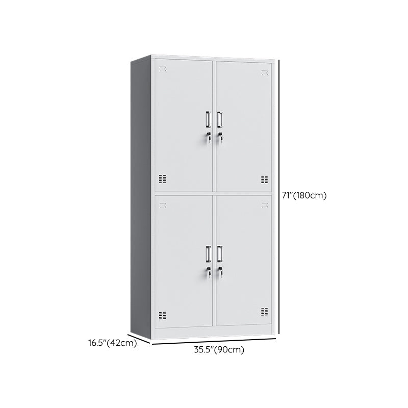 Contemporary Grey Storage Cabinet Metal Cabinet with Hinged Doors