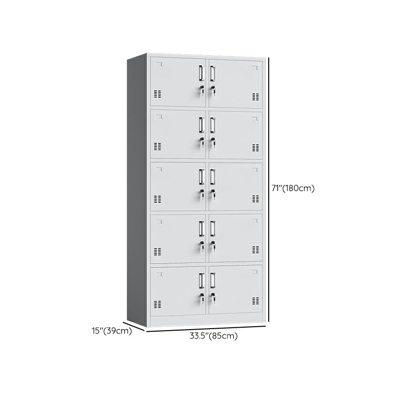 Contemporary Grey Storage Cabinet Metal Cabinet with Hinged Doors